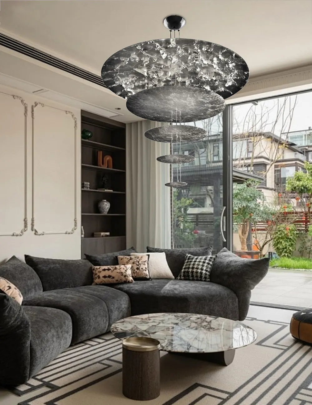2 Layer Chrome Umbrella Dimmable LED Chandelier