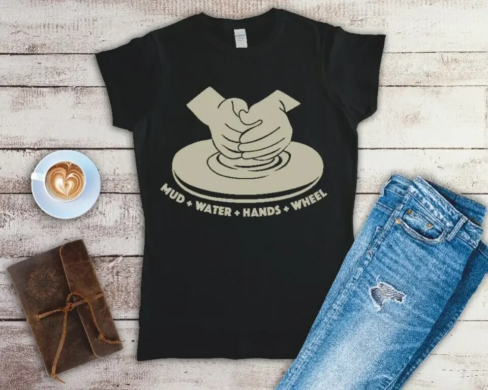 Mud Water Hands Wheel Pottery Shirt Ladies Fitted T Shirt Sizes SMALL-2XL