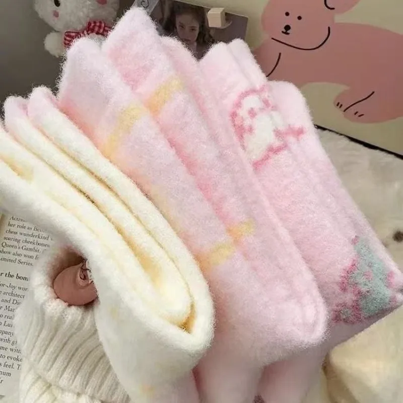 Kawaii-Cartoon-Fuzzy-Socken für Damen – süßer Bär/Hund/Einhorn, weiche, warme, flauschige Socken, gemütliche Wintersocken, Geschenk für Zuhause und draußen, Mädchen – Detail 4