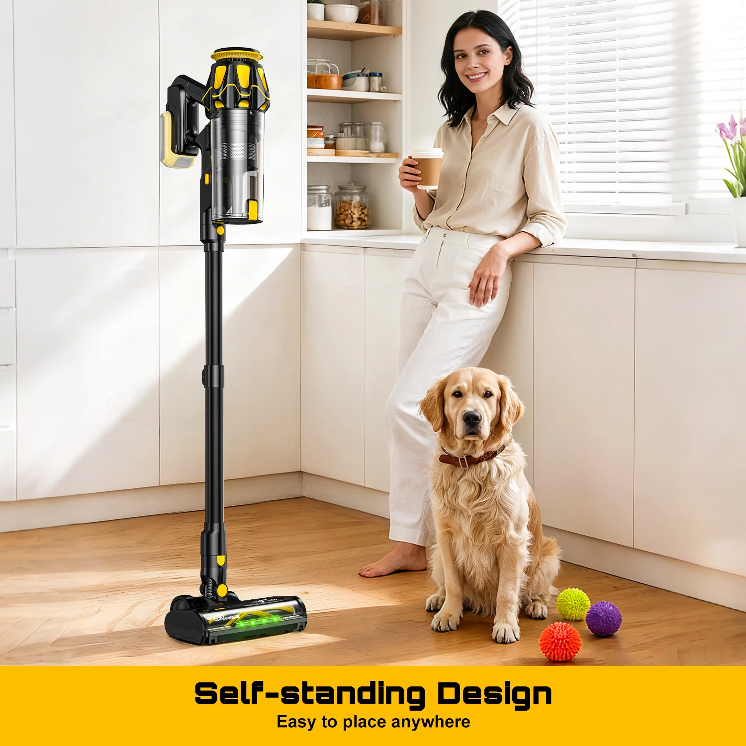 Cordless Vacuum Cleaner for DeWalt 20V Battery, 55KPA /400W Self-Standing Stick Vacuum Cleaners for Floors(Battery Not Included)