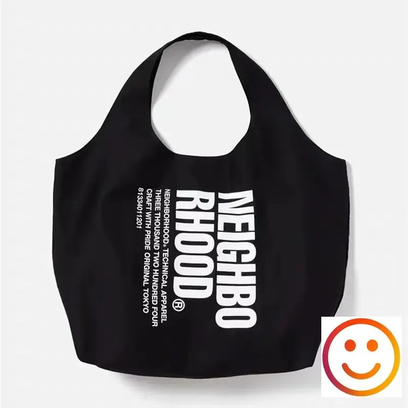 NEGHBORHOOD-NBHD Mochilas para Homens e Mulheres, sacola preta, sacos de ombro casuais, bolsa de impressão, sacos de compras, Y2K, alta qualidade