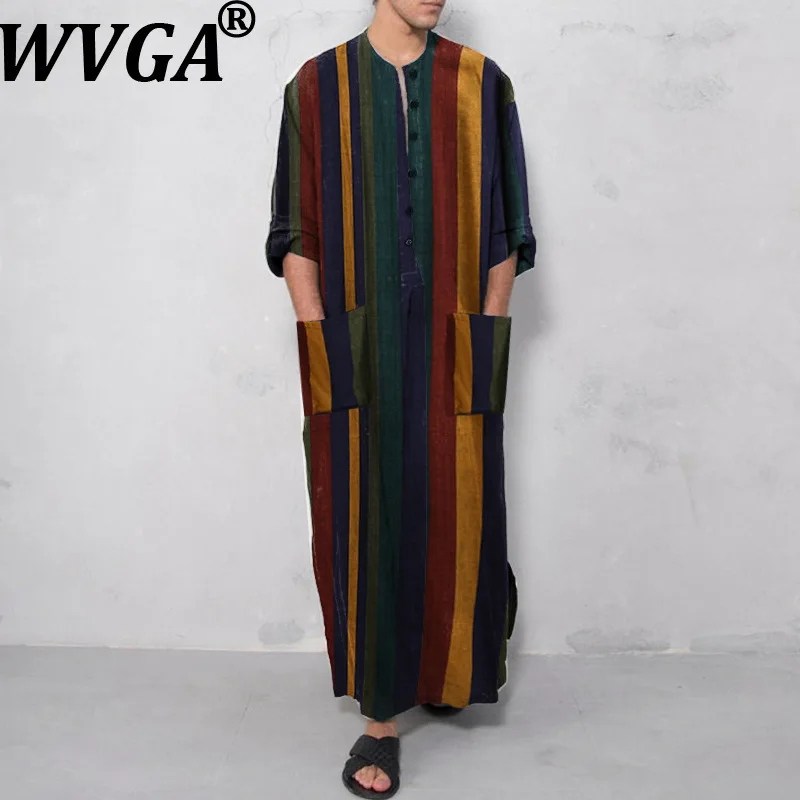 WVGA Spring Autumn New Men Long Sleeve Striped Printed Trendy Shirts Niche Chic Casual Turn-Down Collar Tops Robe Ins Y2K W16686