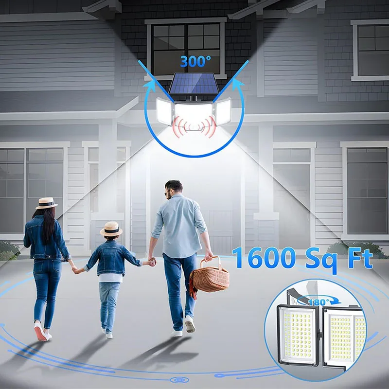 Imagem -06 - Luz Solar Super Brilhante com Sensor de Movimento Luz de Inundação ao ar Livre Poder Forte Ip65 Impermeável Modos de Trabalho Parede do Jardim 348 Led