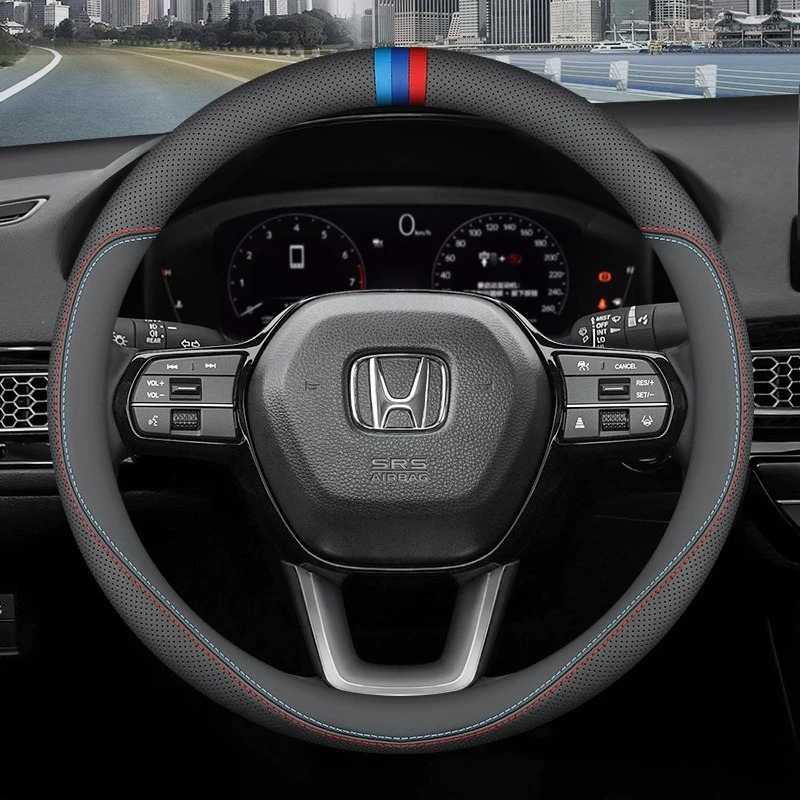Leather Car Steering Wheel Cover for Honda CR‑V HR‑V ZR‑V Civic Accord Fit City Pilot Passport Odyssey 2022 2023 2024 2025 2026