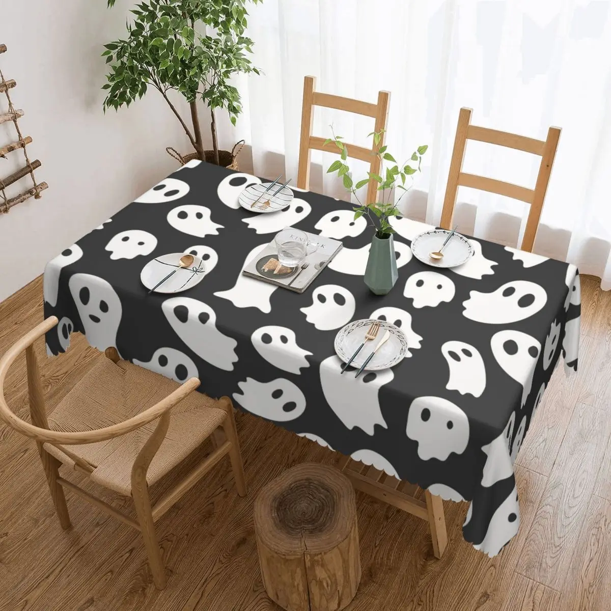 

Customized Halloween Horror Ghost Pattern Rectangular Tablecloth Waterproof Table Cloth Table Covers