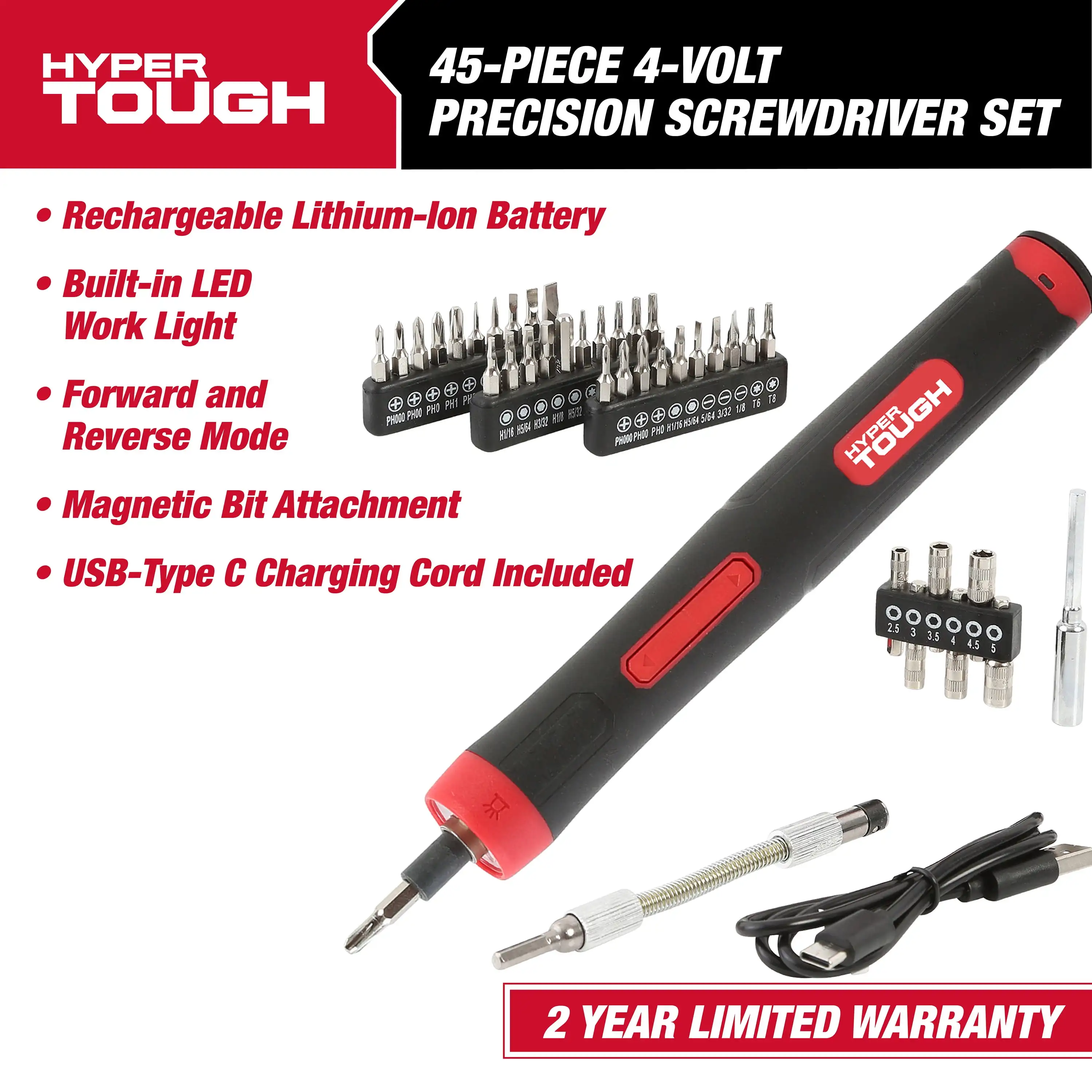 

4 Volts 45-Piece Rechargeable Precision Screwdriver Set, New