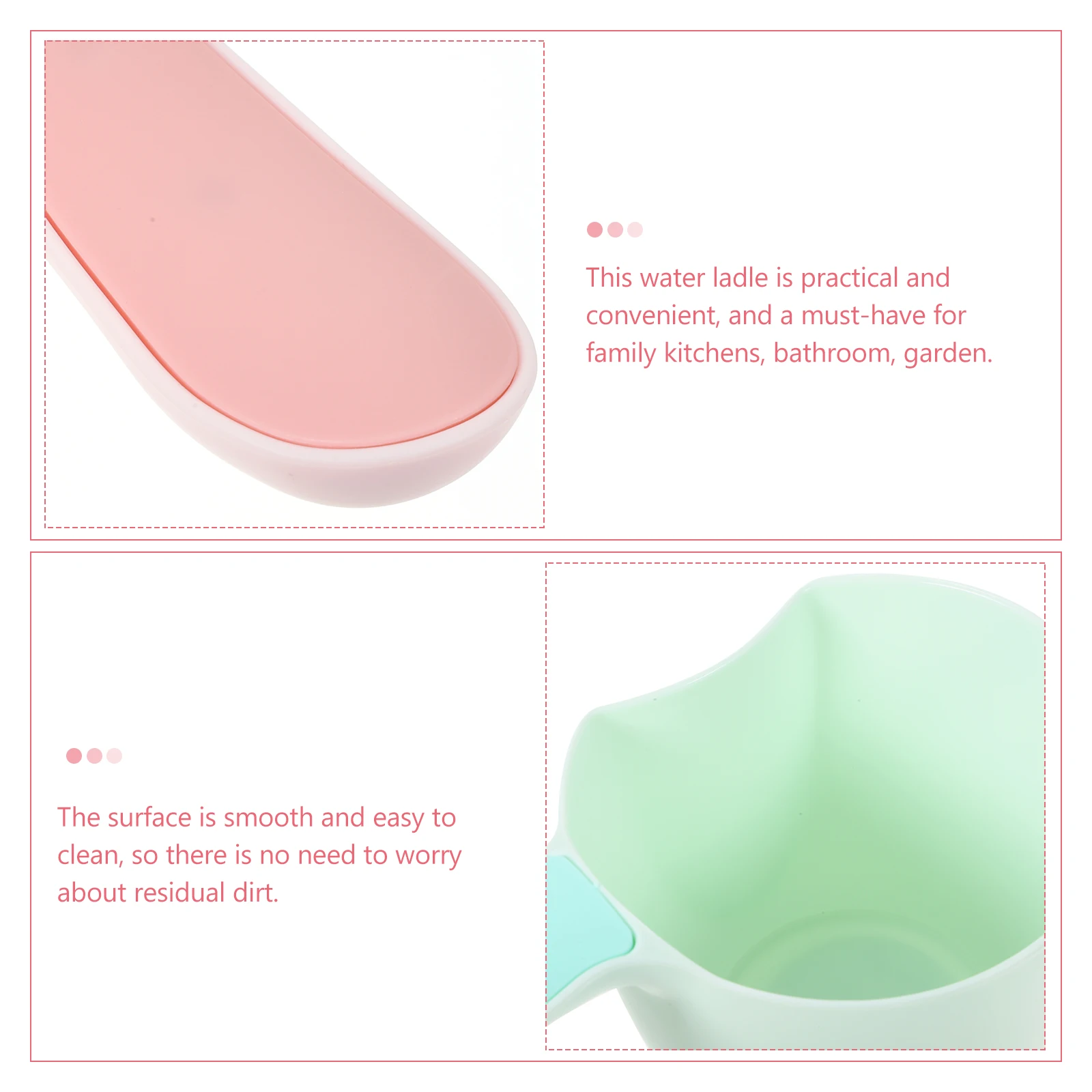

2pcs Water Ladle Scoop Smooth Lightweight Bath Dipper For Kitchen Bathroom Garden Household Plants Watering Plastic Ladle For