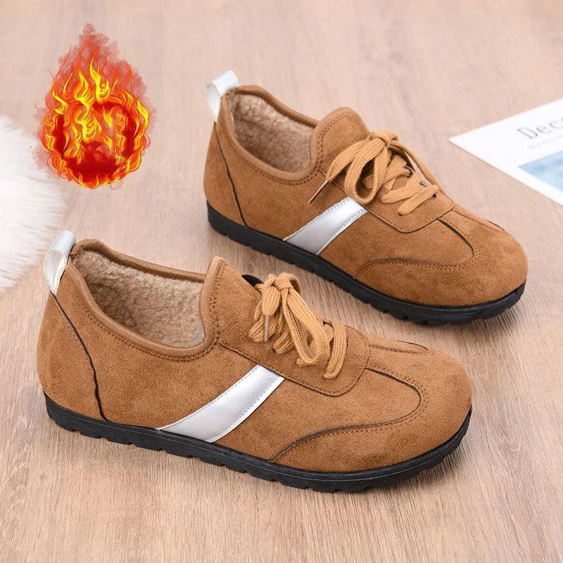 

Full Wrap Fuzzy Cotton Slippers Woman Lace Up Slip on Ankle Boots Ladies High Top Shoes Lazy Female Outdoor Warm Plush Sneakers