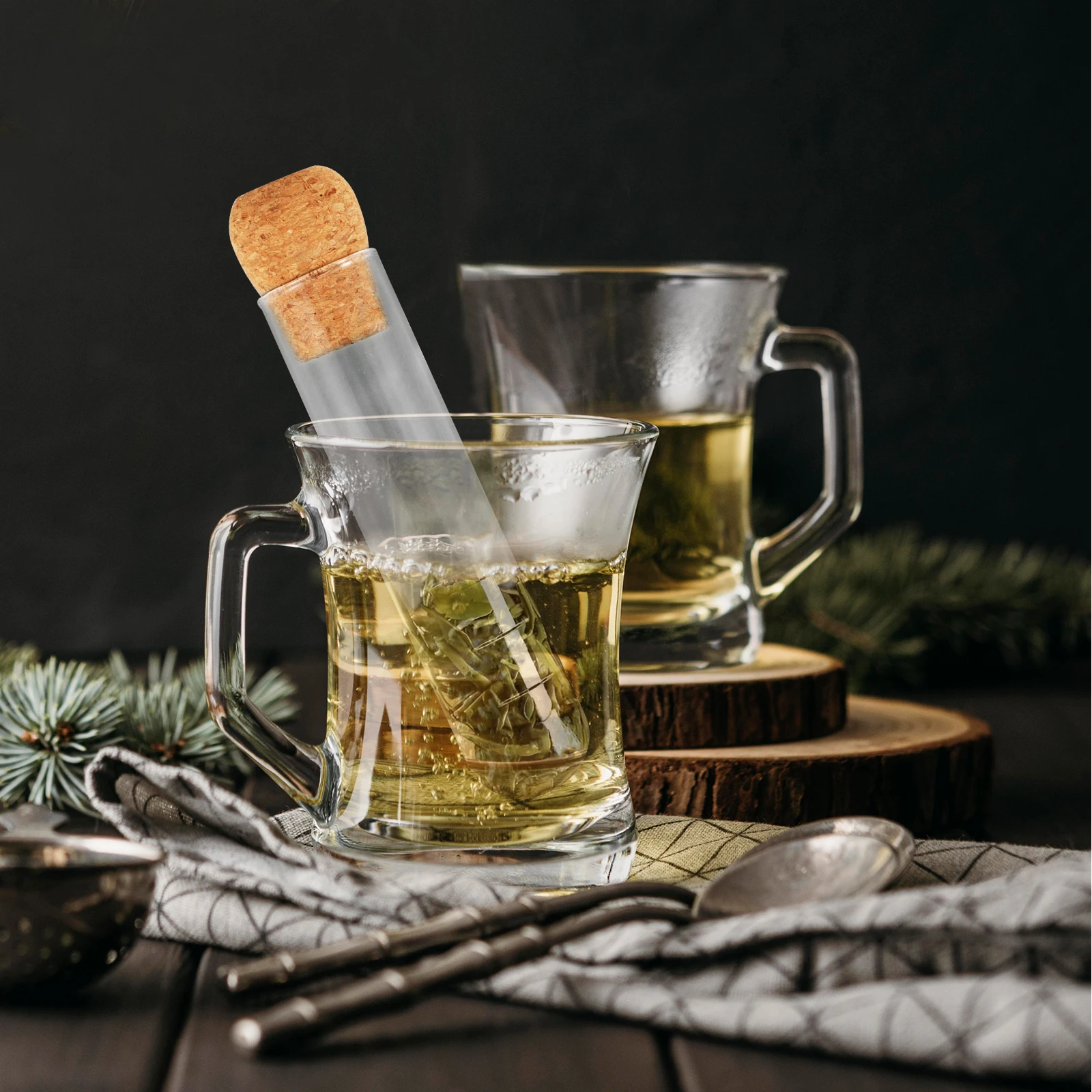 Infusor de té de vidrio perforado, filtro reutilizable con forma de tubo de ensayo para infusiones de hierbas de café de hojas sueltas, fácil de limpiar, saludable y seguro