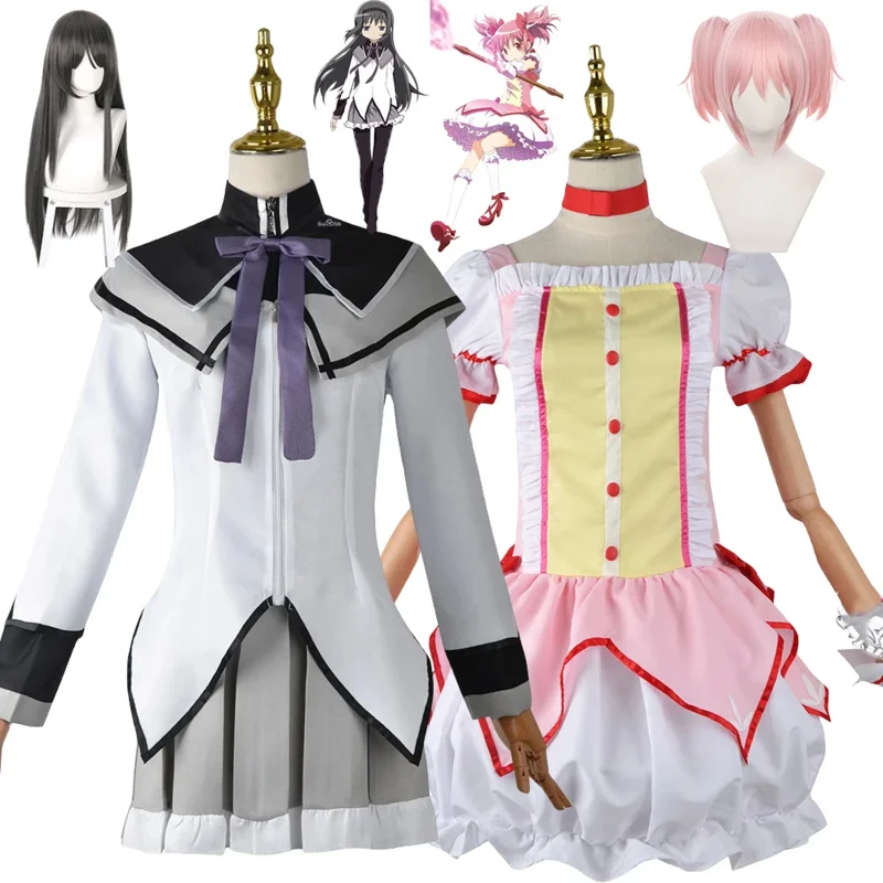 Akemi Homura Cosplay Anime Kaname Madoka Cosplay Costume Puella Magi Madoka Magica Dress Wig Halloween Outfits for Women Girls