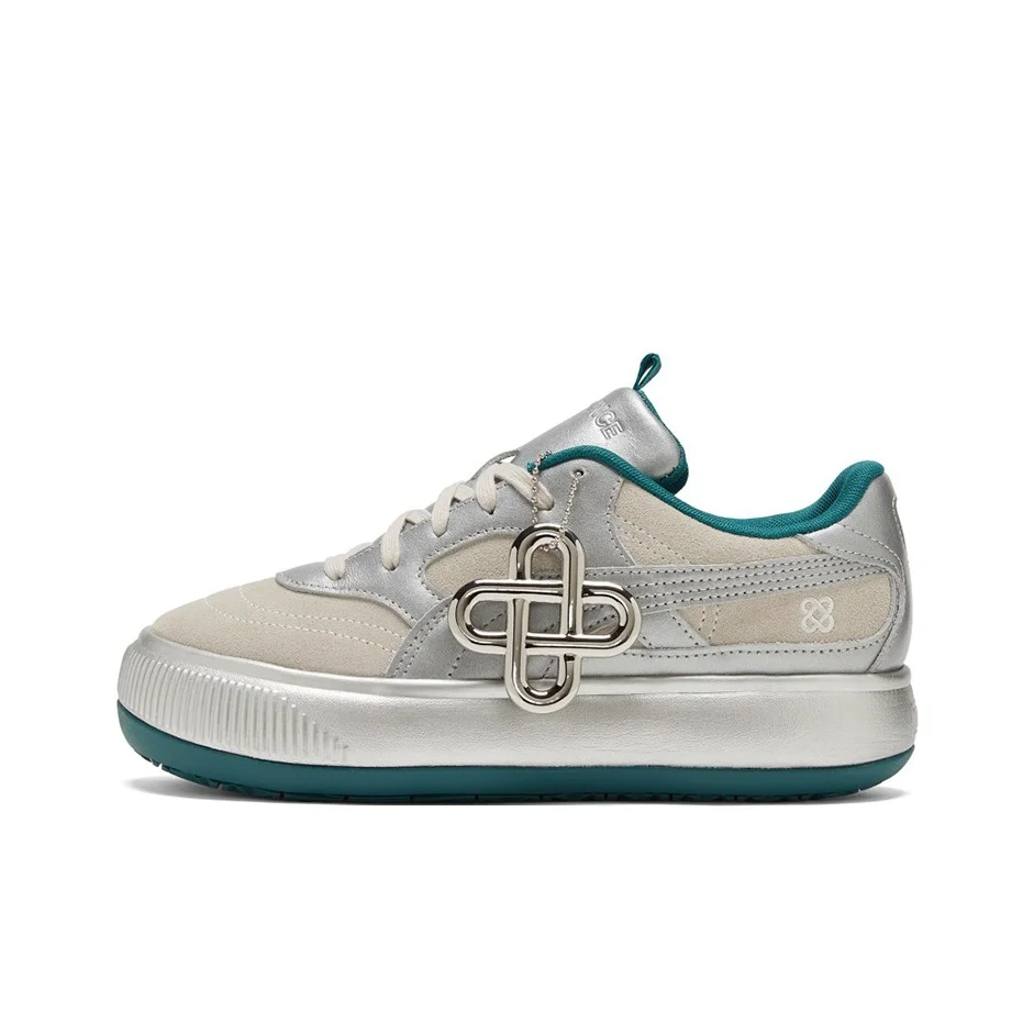 PRONOUNCE X PUMA Suede Skateboard Shoes Women's Low Top Silver 384106-01