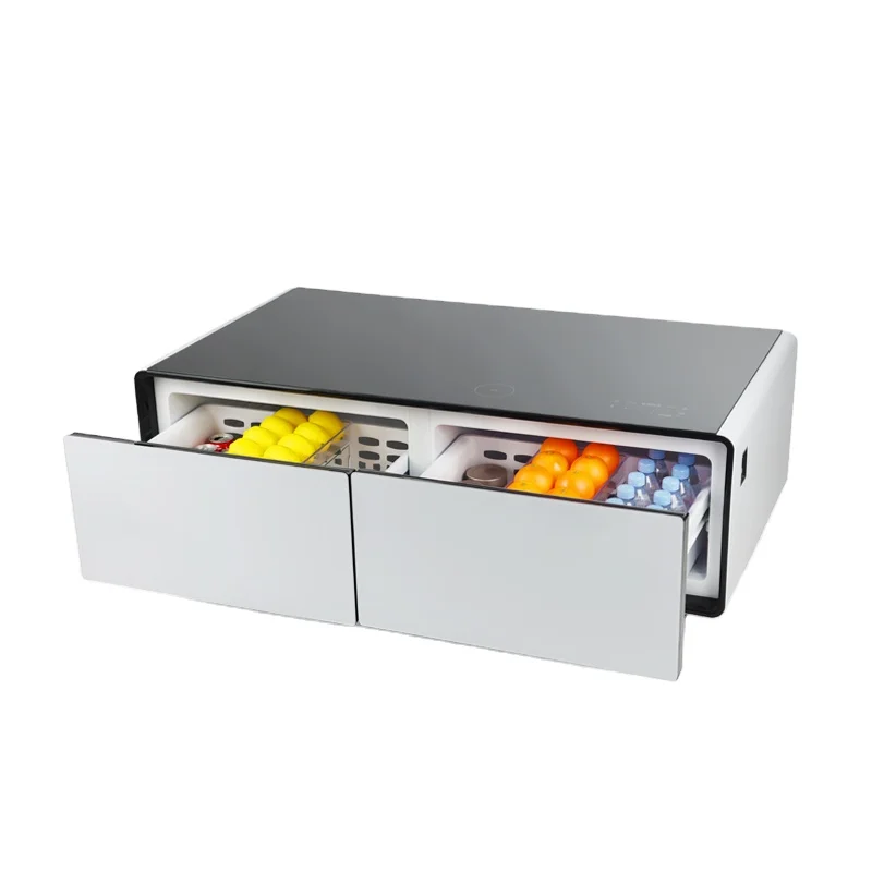 

Living Room Furniture Center Refrigerator Smart Coffee Table with Drawers Modern Luxury Glass Multifunctional