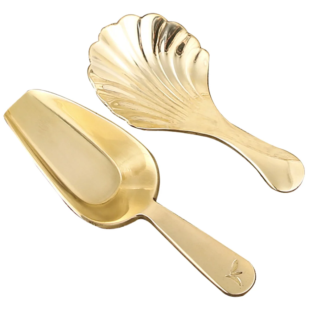 2 Pcs Brass Tea Spatula Coffee Beans Spoon Metal Loose Scoops Candy Spoons Wear Resistant Small