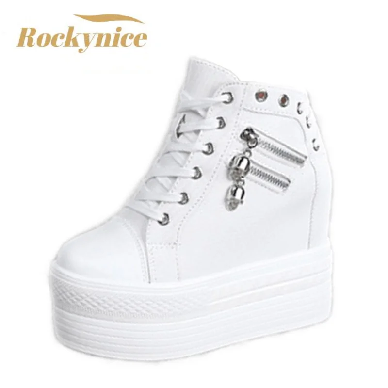 

New 2022 Women Wedge Casual Shoes Zipper Height Increasing Breathable Women Autumn Platform Sneakers Walking Flat Trainers Shoes