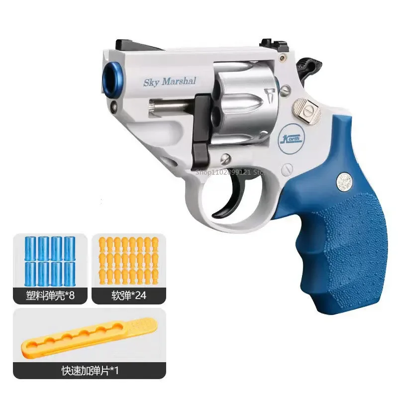 9Mm Revolver Toy Pistol Handgun Blaster Soft Bullet Toy Gun Airsoft Shooting Weapons Boys Birthday Gifts Cs Fake Gun