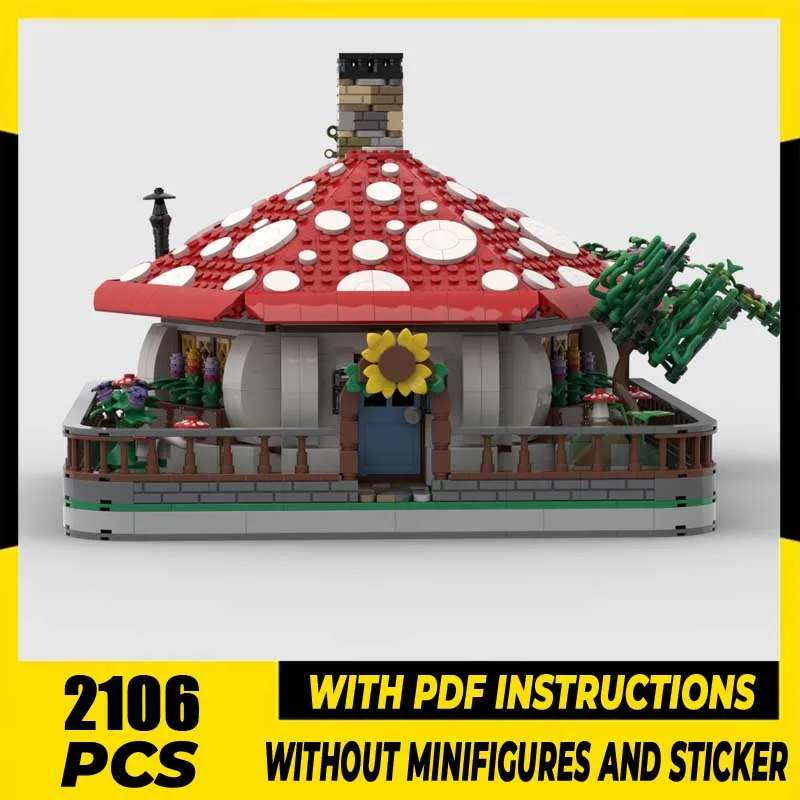 Model Uliczny Miasta Klocki Konstrukcyjne Domek Grzybek Technologia Klocków Prezenty Świąteczne Zabawki Konstrukcyjne DIY Montaż