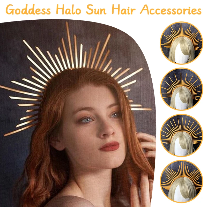 

Gothic Lolita Tiara Crown Bohemian Finished Headband Fairy Vintage Sun Goddess Mary Baroque Halo Cosplay Headpiece