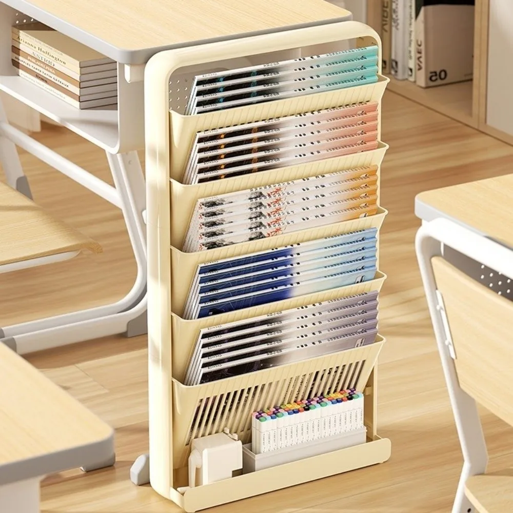 3/5 Layer Structure Study Desk Organizer Multi-Layer Removable Large Capacity Bookshelf Floor-Standing Space-Saving