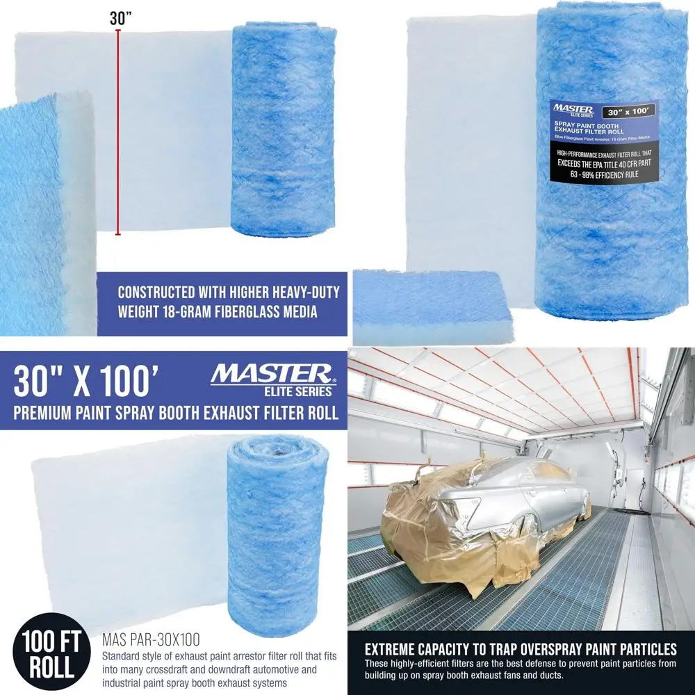 

30 x 100 футов сверхмощный рулон краски из стекловолокна, 18 грамм для автоматической полировки кабин — улавливает частицы краски большого размера