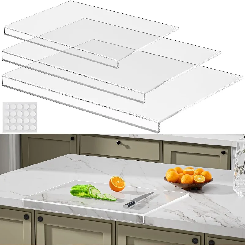 Acrylic Cutting Board with Counter Lip, Anti-Slip Perfect for Cutting Bread, Meat, and Vegetables,for Kitchen Counter Protectors