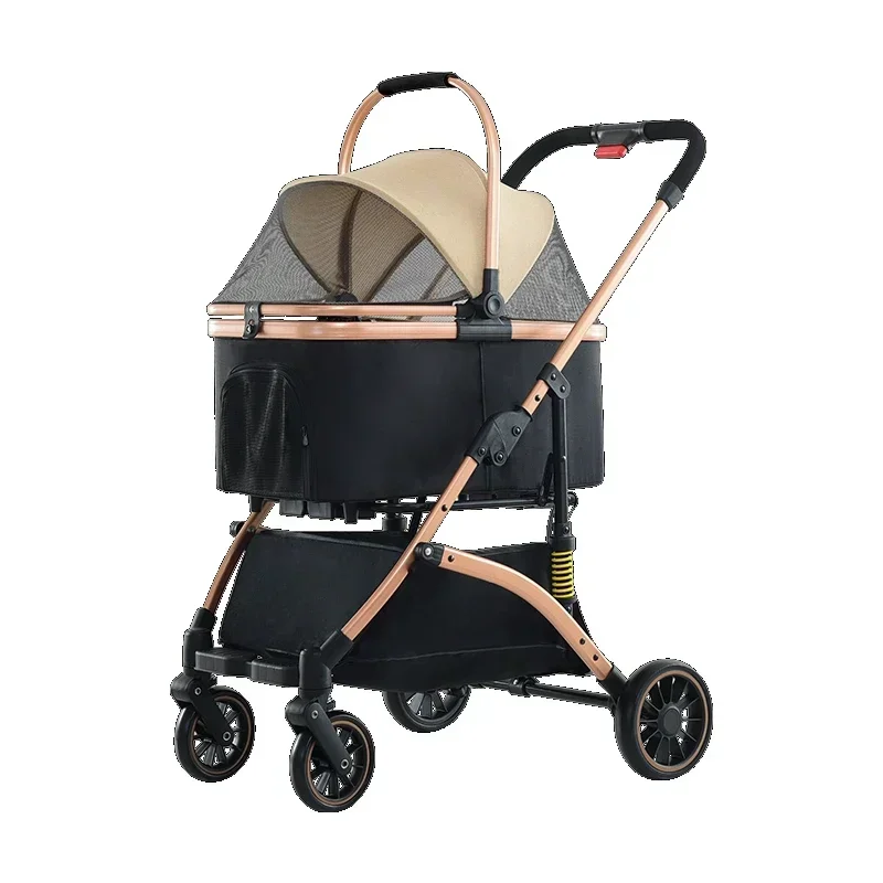 Hot SalesLightweight Foldable 4-Wheel Zipperless With Shock Absorption Pet Stroller Trolley For Travel Shopping Walking