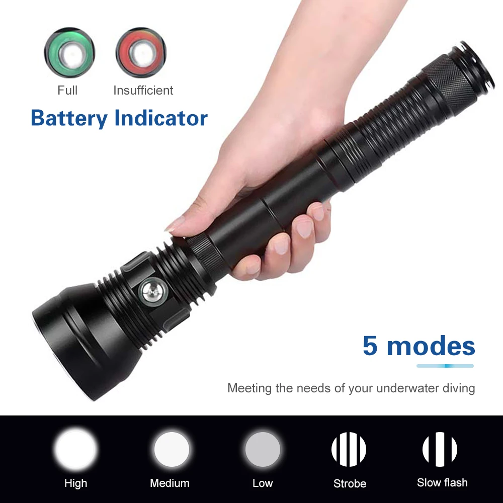 Asafee A33 6000LM P70.2 Underwater Diving Flashlight Powerful Professional Torch Waterproof Dive LED Spearfishing Diver Lamp