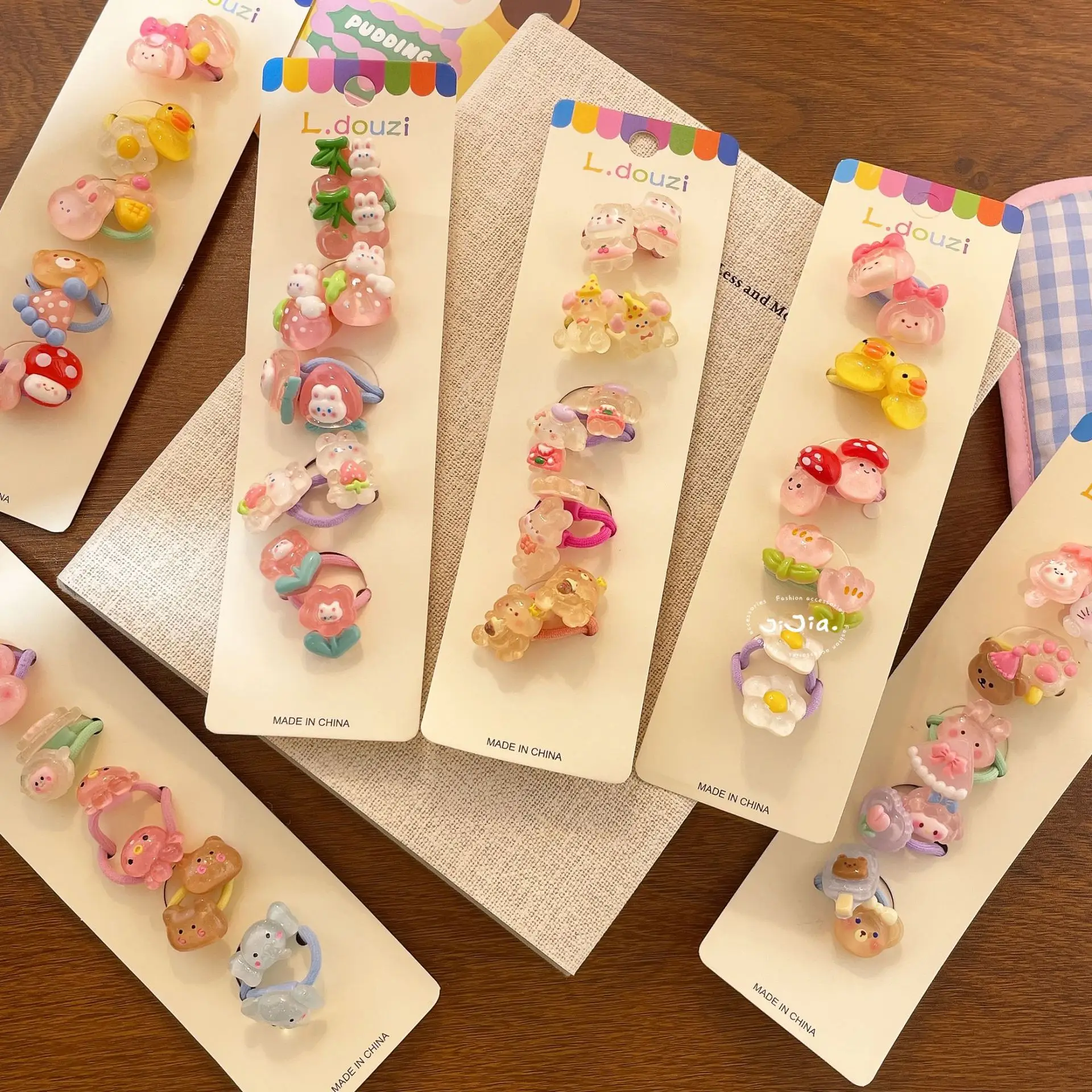 10 Pcs Set Cute Children Cartoon Rubber Band Baby Tie Small Hair Loop Girl's Hair Rope Baby Leather Loop Fashion Sweet Versatile