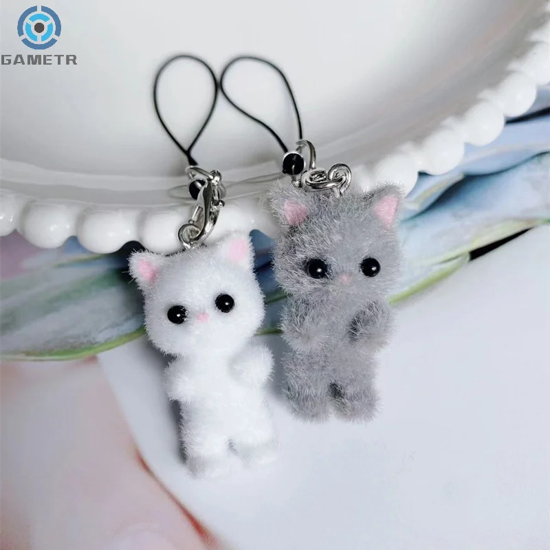 Cartoon Cute Three-dimensional Cat Pendant Phone Lanyard Cute Cat Doll Mobile Phone Strap Keychain Couple Pendant Bag Decoration