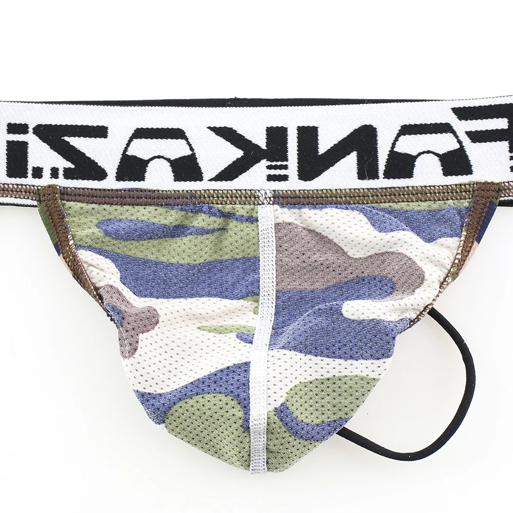 Men\'s Camouflage Thongs Sexy Underwear T Back Thongs Gay Men\'s Soft Pouch Mesh Bikini G String Thongs Underpants