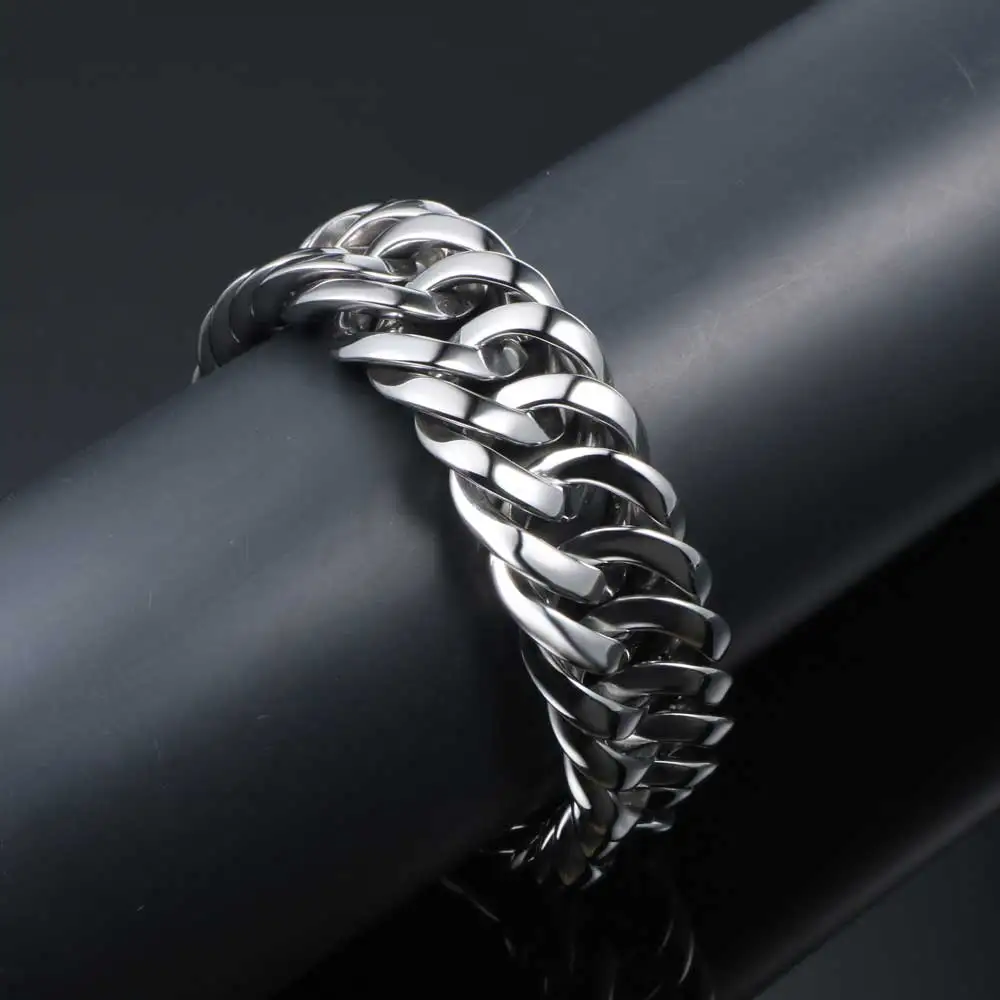 Silver Color Twisted Men Bracelets Bangles 316L Stainless Steel Wrist Band Hand Chain Male Accessory Hip Hop Party Rock Jewelry