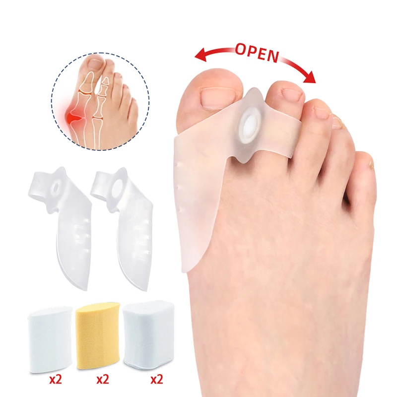 

2Pcs Silicone Gel Thumb Corrector Little Toe Protector Separator Valgus Finger Straightener Foot Care Relief Pads Tool