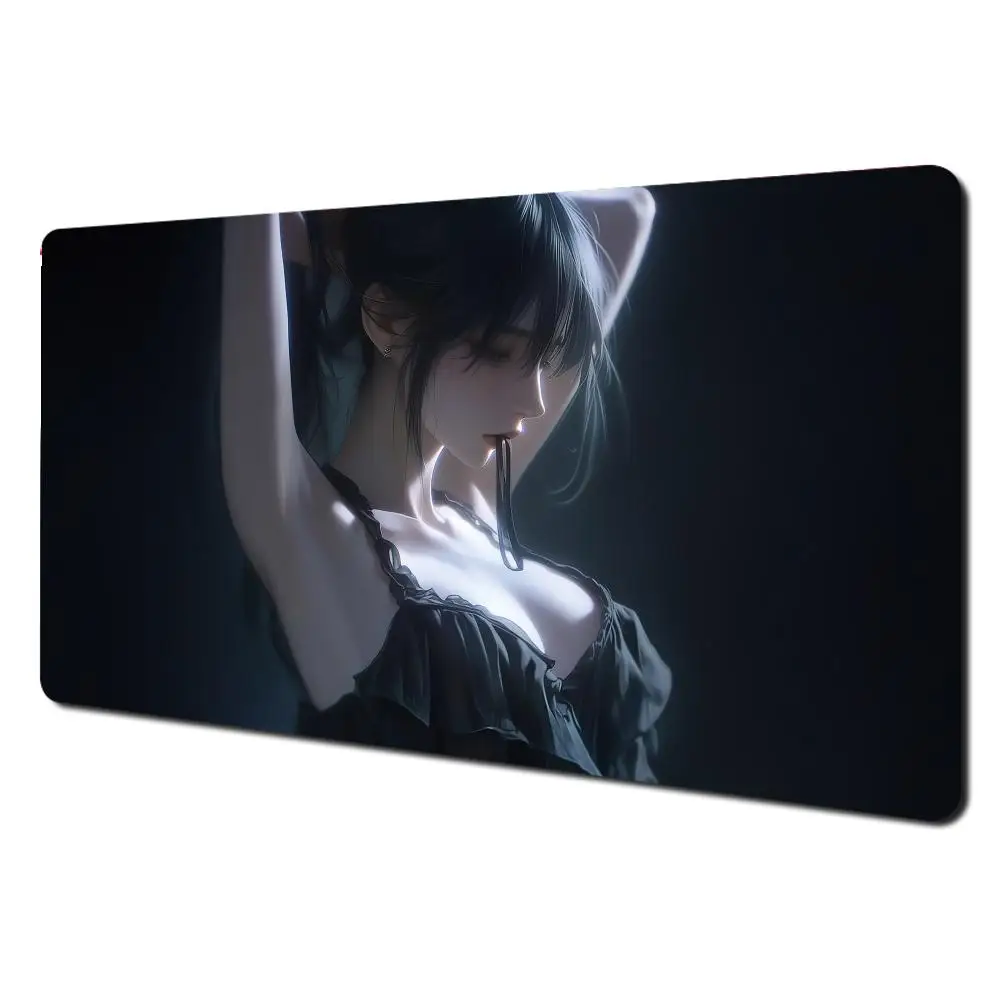 

Dark Night Girl Tie a ponytail Mouse Pad Large Gaming Nootbook Game Rug Non-slip Computer Laptop Tablet Art Mausepad Mat Mini PC