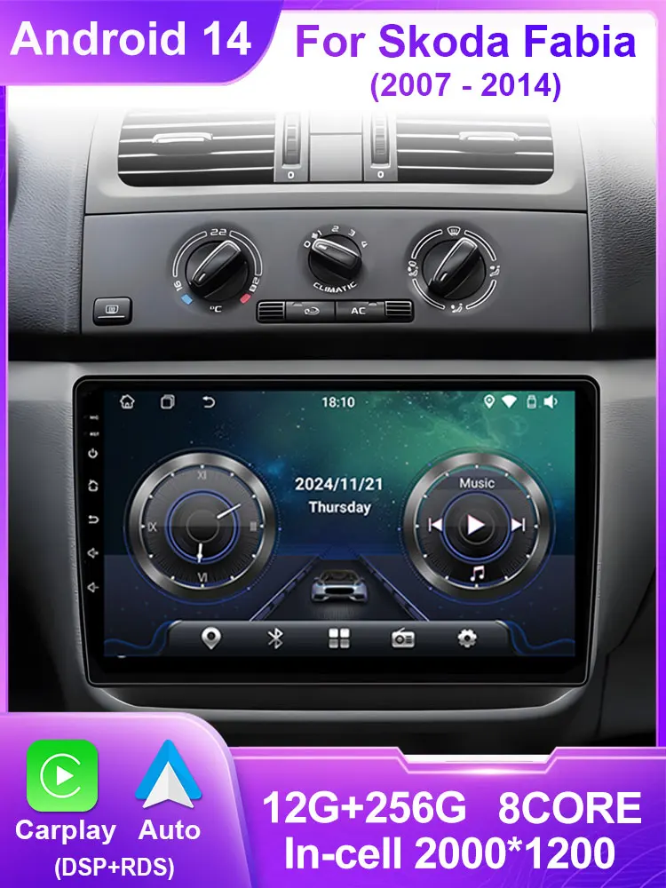 Auto Android 14 Voor Renault Clio 3 2005-2014 Autoradio Multimedia Speler Navigatie GPS Autoradio CarPlay QLED Scherm Geen 2 din - afbeelding 2