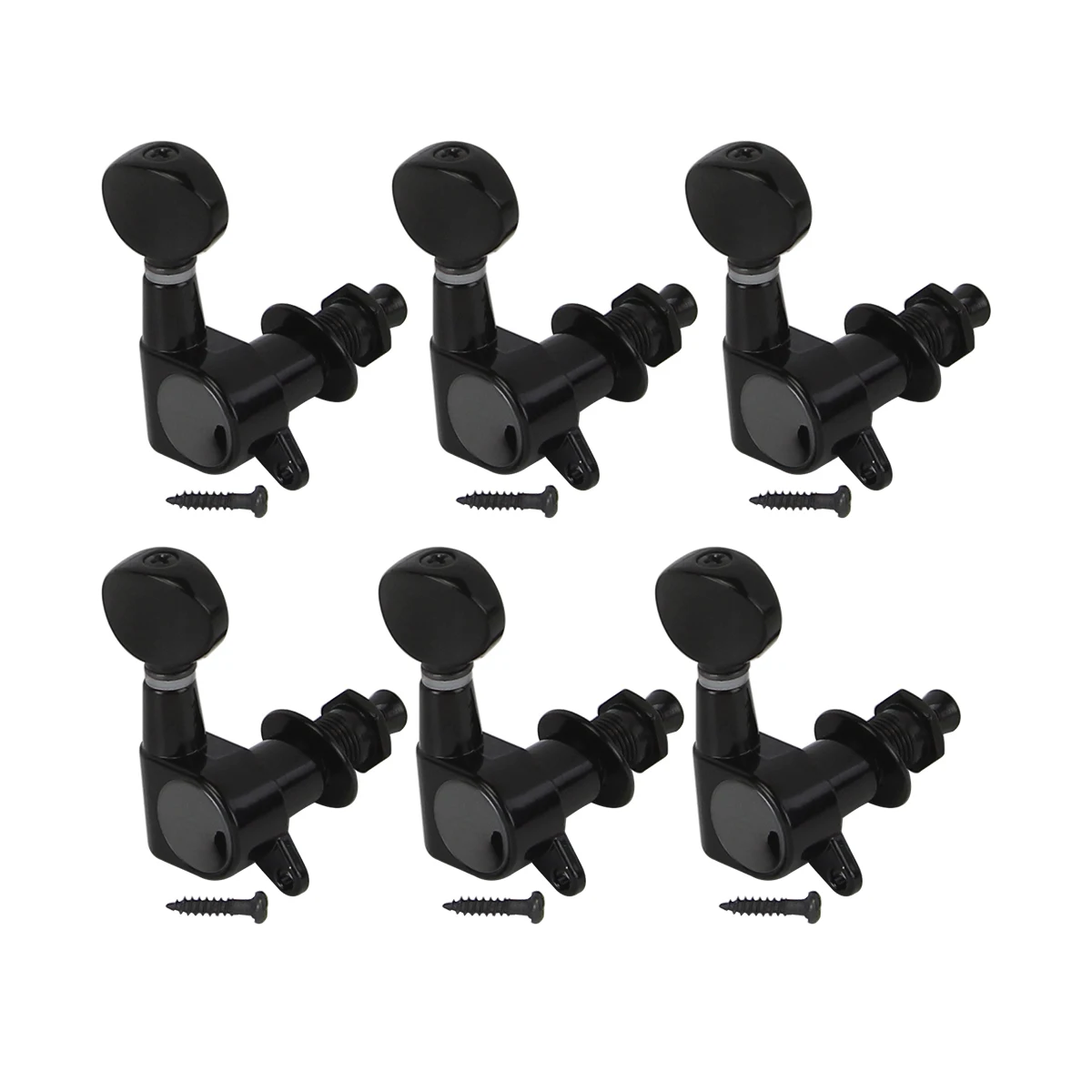 FLEOR 6pcs Black Electric Guitar Tuners Machine Heads 6R Tuning Pegs Keys Small Button