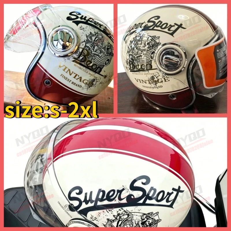 

BEON Motorcycle Helmet Retro Double-sided Hood Helmet Four Season Version for Both Men and Women Safety Multi-color Selection