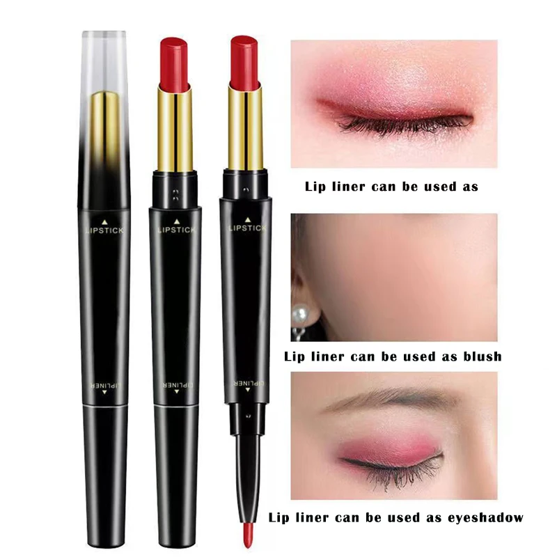 6 Color Matte Lipstick Lip Liner 2 In 1 Brand Makeup Lipstick Matte Durable Waterproof Nude Red Lipstick Lips Make Up