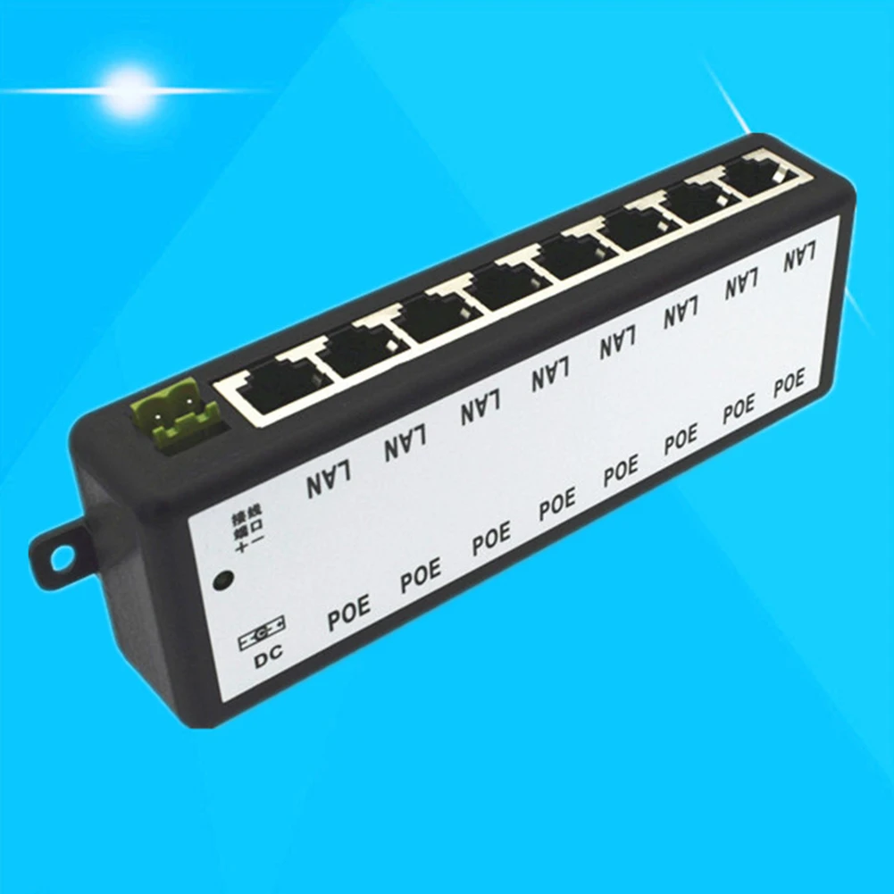 12-48V Module Power Supply Box 8 Ports NetworkSplitter POE Monitoring Weak Electric Centralized CCTV Circuit Bridge