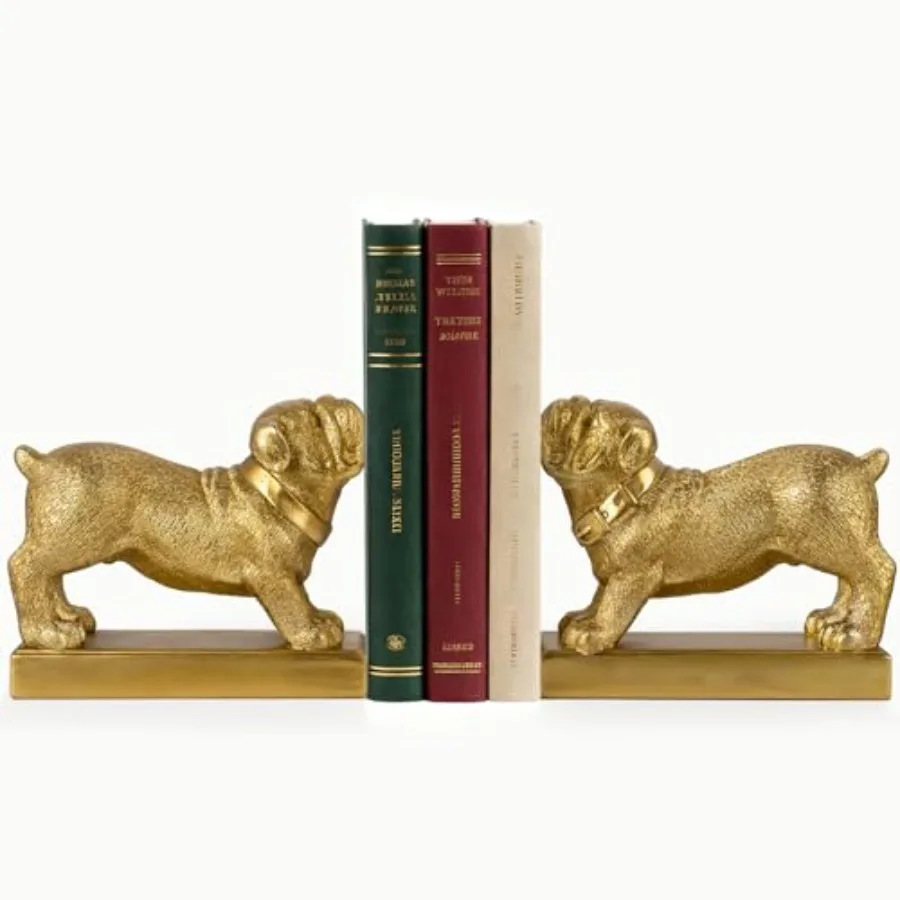 

Decorative Bookends for Shelves Dog Book Ends for Heavy Books Bulldog Statues Bookends for Heavy Books with Anti-Slip Base Book