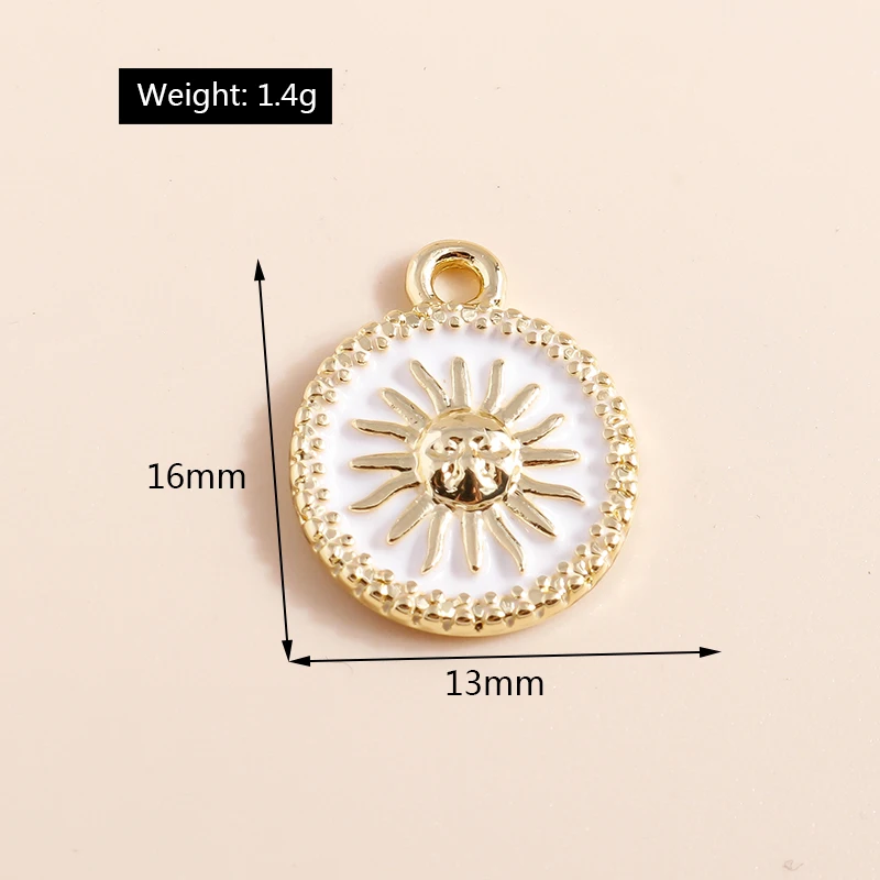 8 Stück zweifarbige Emaille-Sonnen-Mond-Charms für baumelnde Ohrringe, Armbänder, Halsketten, Schmuckherstellung, Zubehör, handgefertigter DIY-Schmuck – Detail 8