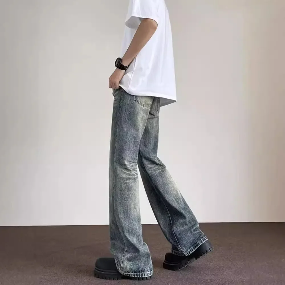 Vintage-Jeans für Herren, Frühling und Herbst, neue schlankmachende Bootcut-Hose mit hoher Taille, amerikanischer Stil, trendige, locker sitzende