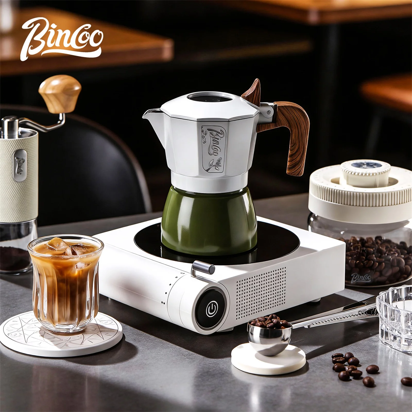 

Кофеварка Bincoo с двойным клапаном для приготовления эспрессо на плитке, ручная, компактная, для домашнего использования, идеальна для концентрированного кофе