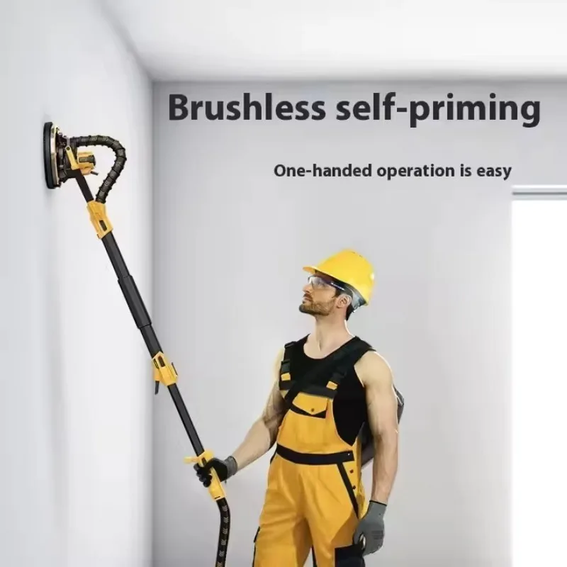 Brushless Wall Polishing Machine 220V, Long Rod Putty Sandpaper Grinder with Double Light Belt for Home Decoration