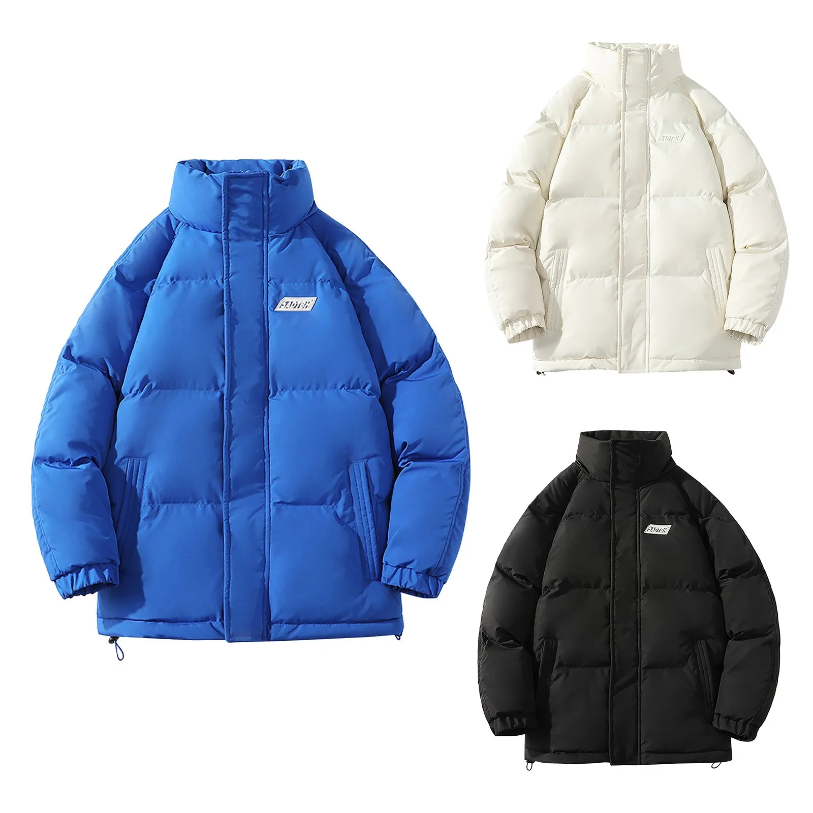 

Куртка мужская зимняя однотонная с воротником-стойкой и длинным рукавом