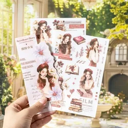 2Sheets Transfer Stickers Sweetheart Diary girl versatile collage material Package Candy Supplies Background Scrapbook 177*115mm