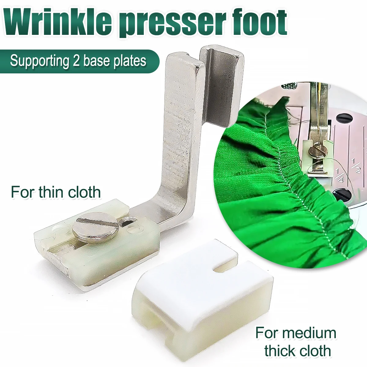 T950 Plastic Crease Press Foot Flat Iron Fluorine Resin Thick Thin Universal Two-In-One Adjustable Folding for Sewing Machines
