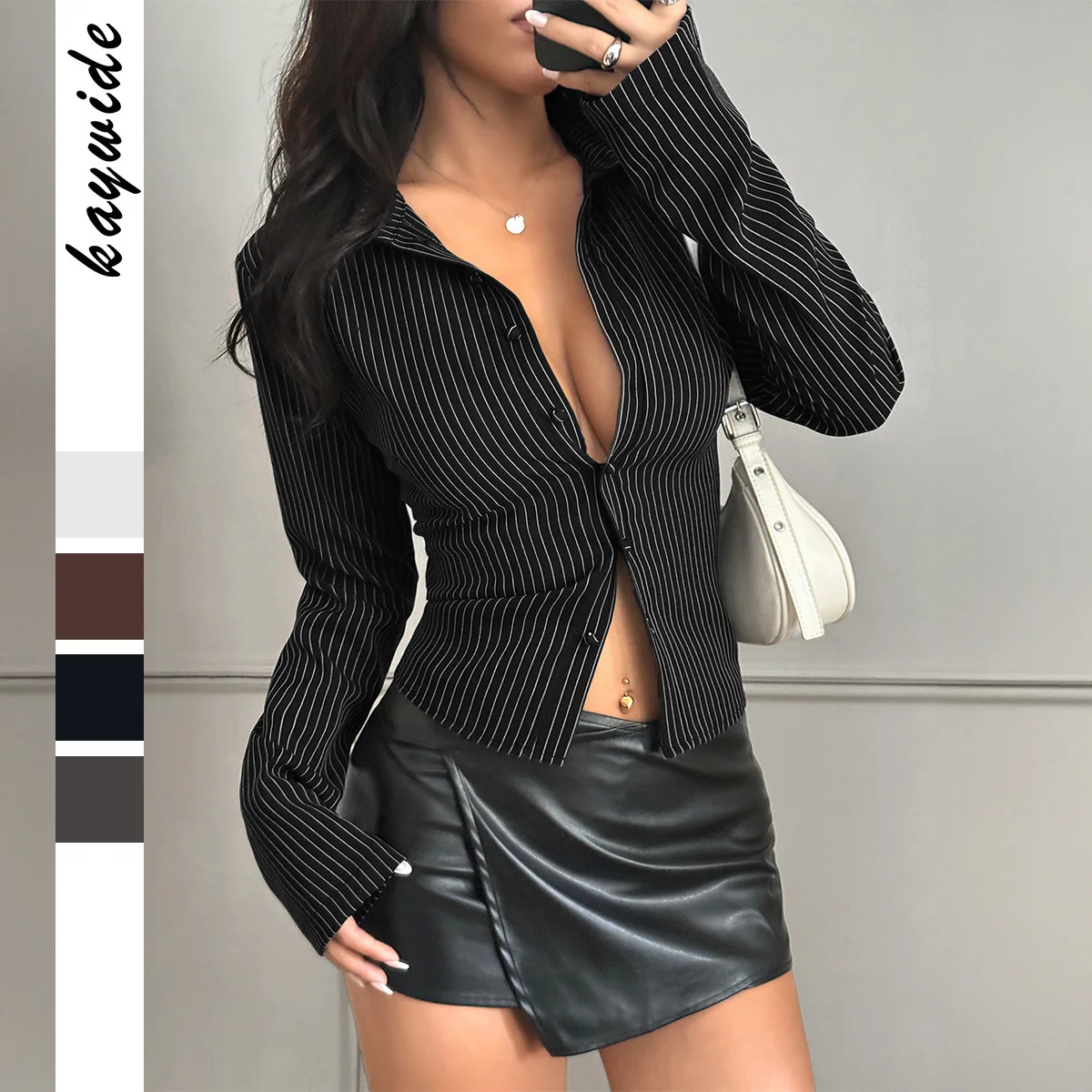 

Сексуальный полосатый длинный све женский irt Independent Station трансграничный осенне-зимний модный кардиган с застежкой на талии