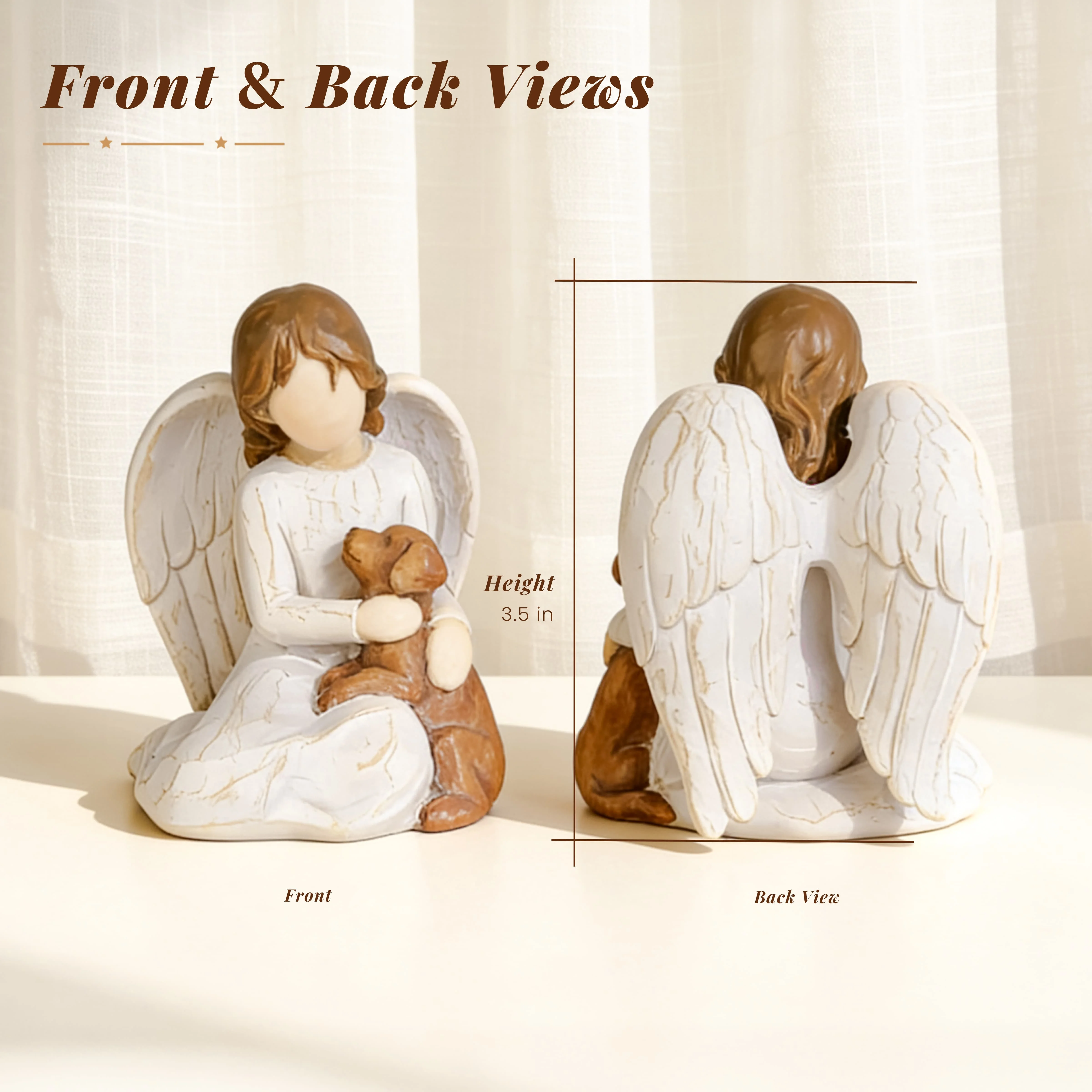 Sitting Angel Hug Dog Resin Statue Handmade Figurine Pet Memorial Keepsake Home Tabletop Decoration Gift for Dog Lover