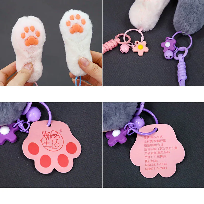 ใหม่น่ารัก Soft Plush Cat PAW พวงกุญแจจี้การ์ตูนความเครียดบรรเทา Plush Cat PAW กระเป๋าเป้สะพายหลังตกแต่งจี้ของขวัญวันเกิด