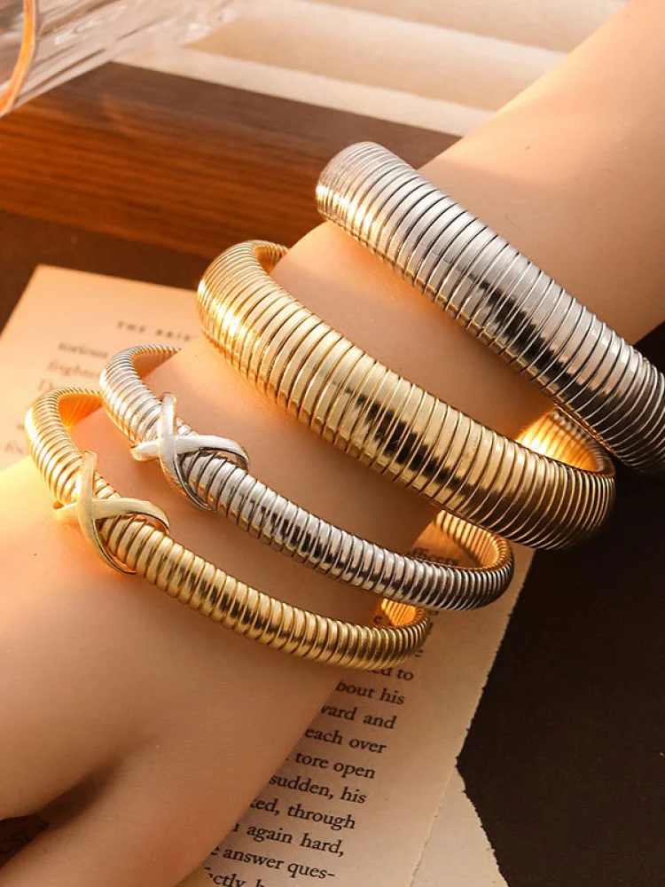 

Эластичный браслет с перекрестным узлом и пружинным кольцом, модный, индивидуальный, в стиле Cold Sle, женские украшения