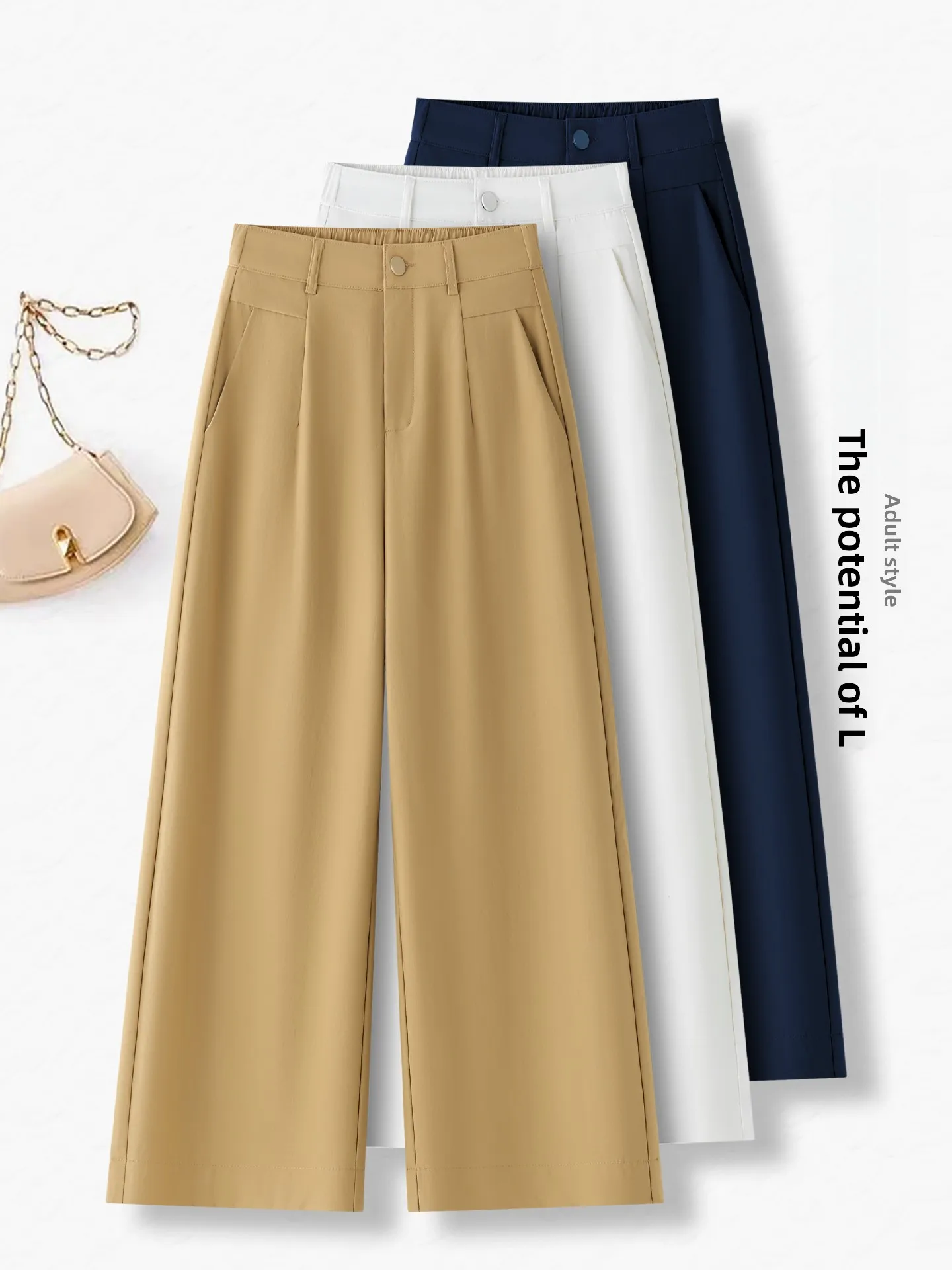 Slim Fit Wide Leg Suit Pants Women's Summer Thin New Small Size High Waist Slimming Casual Nine Point Straight Leg Pants